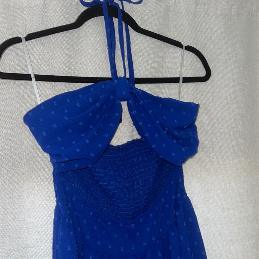 Blue Halter Maxi Dress